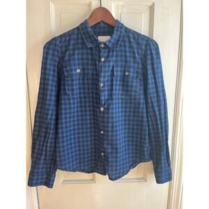 A.P.C. Women's Blue Buffalo Check Flannel Button-Down Shirt - Size XS - Plaid